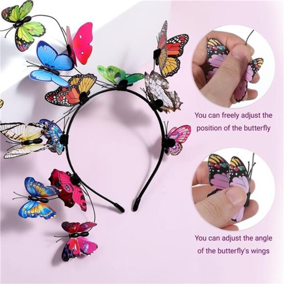 Butterfly Crown Headband | Fascinator Costume Headpiece | Tea Party & Halloween - Picture 3 of 8